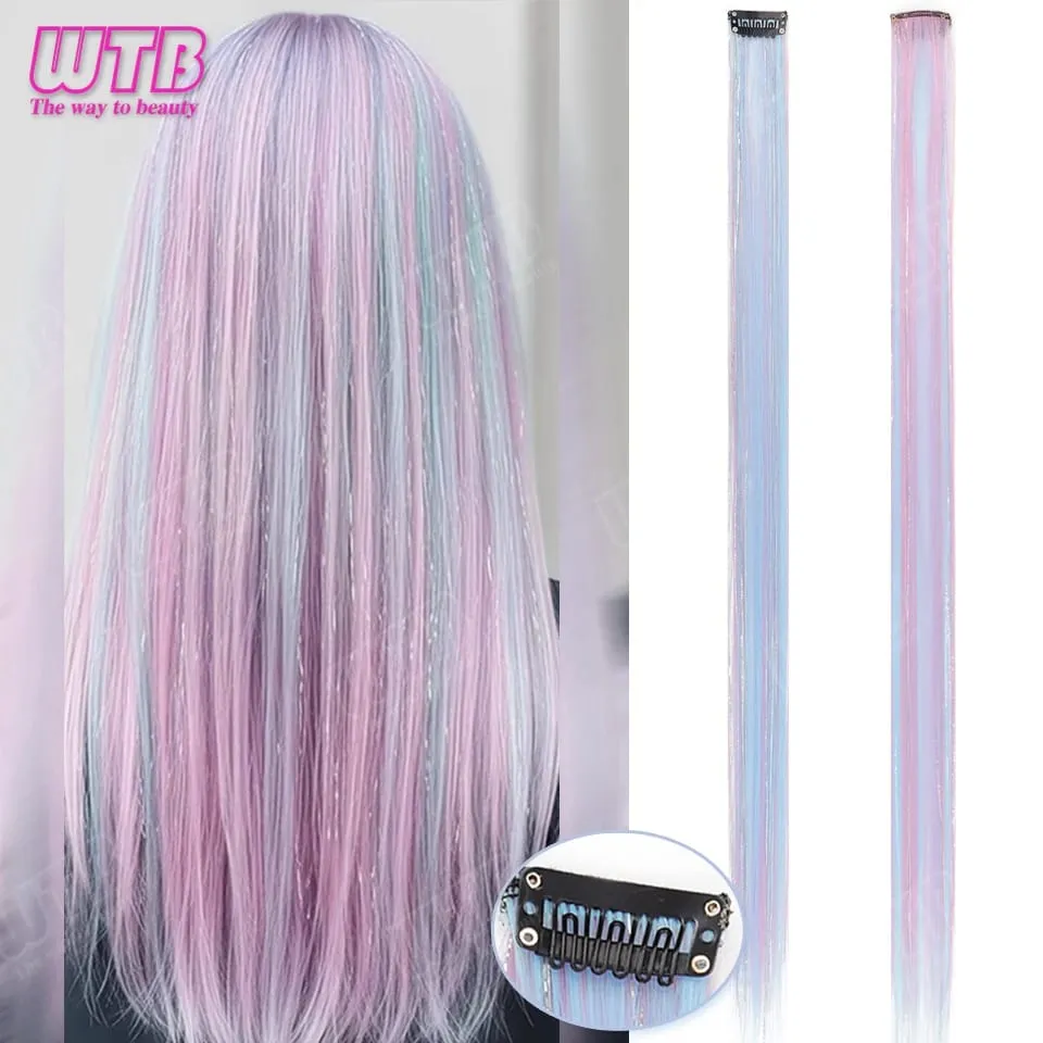 WTB Ice Cream Color Synthetic Hair Extension Wig with BB Clip Style Suitable for Women to Wear During Holidays and Events — image 1