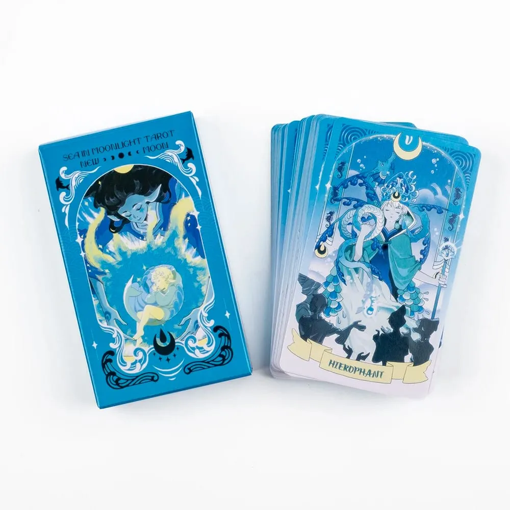 Sea in Moonlight Tarot Cards English Version A 78 Cards NEW MOON Ocean Emotional Healing Divination Tarot Cards 10.3*6CM