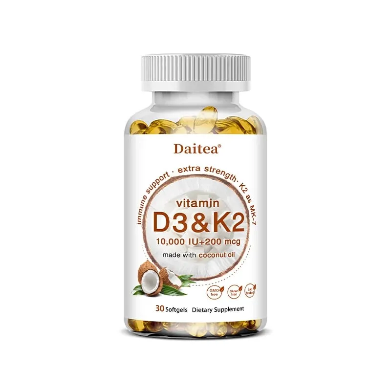 2-in-1 Vitamin D3 K2 Supplement Softgel 10000 IU VIT D3 + 200 MCG Vitamin K2 Support Calcium Absorption in Bones — image 9