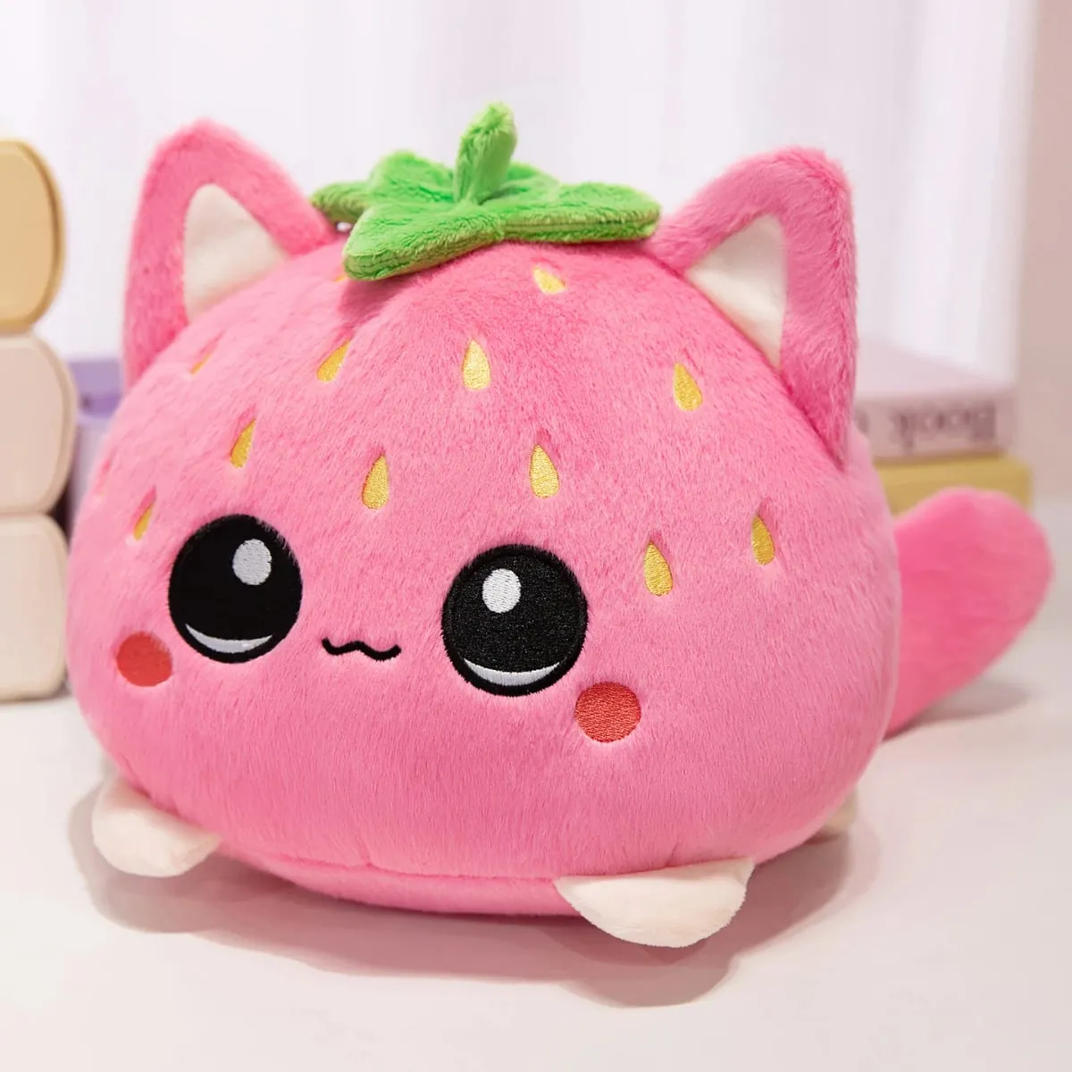 Cute Plush Dolls With Strawberry Cat Stuffed Soft Toys Cushion Sofa Pillow Birthday Gift Room Decor Children's Friends Birthday — image 2