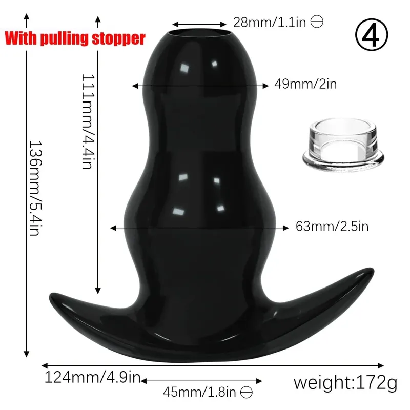 Paarse TPE holle tunnel buttplugset - Afgestudeerd open anale brancardpluggen Flexibel seksspeeltje voor mannen en vrouwen