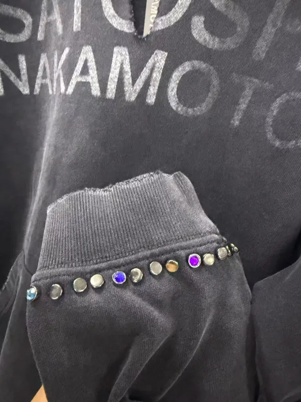 N Brand 26SS”DESTRUCTO' STUDDED WASHED“ Distressed High-Street Hip-Pop Cotton Oversized Hoodies Sweater For Men — image 11