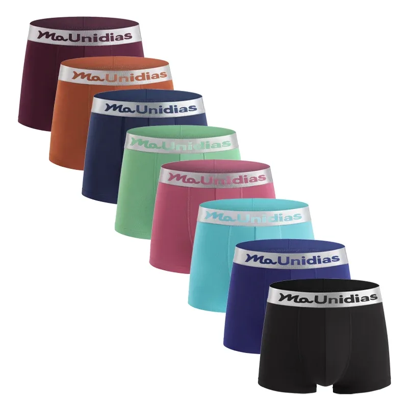 8pcs Bamboo Fiber Boxer Briefs White Men's Panties Letter Waistband Underwear Man Boxers Solid Color Boxershorts Men Underpants