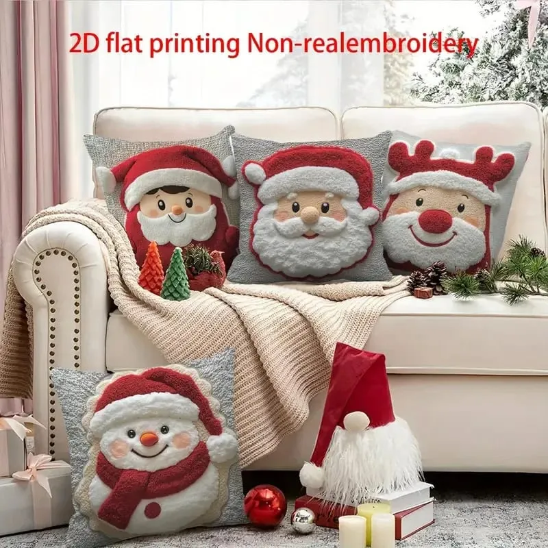 Christmas Character Cushion Cover Snowman Reindeer Digital Print on Stretch Fabric for Festive Home Decor — image 5