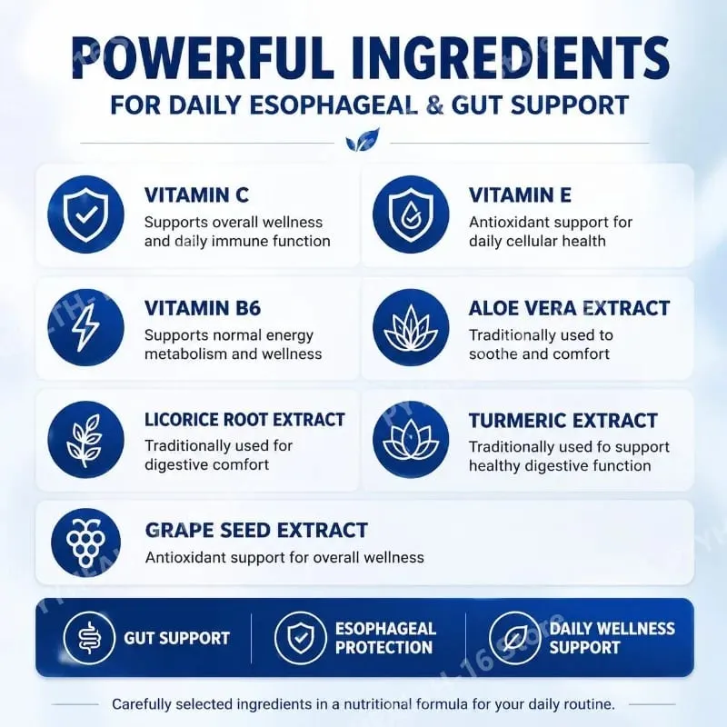 Docteat Esophageal Protection Liquid with Vitamin C Vitamin E Vitamin B6 Aloe Vera Extract Licorice Root Extract Formula 60 ML — image 2