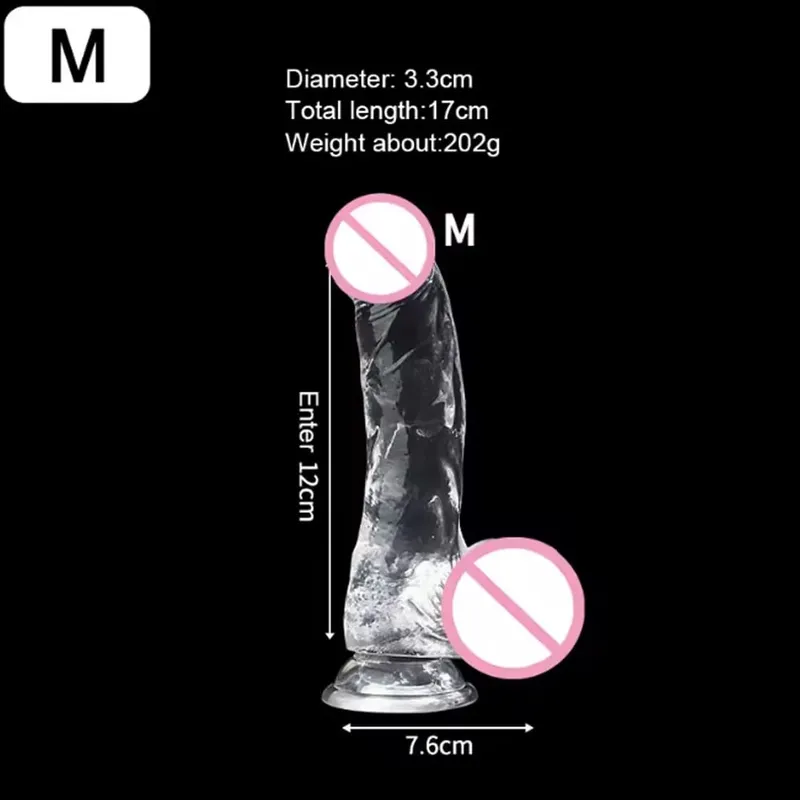 Consolador de gelatina realista de 3 tamaños con ventosa Miembro grande masturbador femenino estimulador del clítoris juguetes para sexo lésbico para mujeres — image 8
