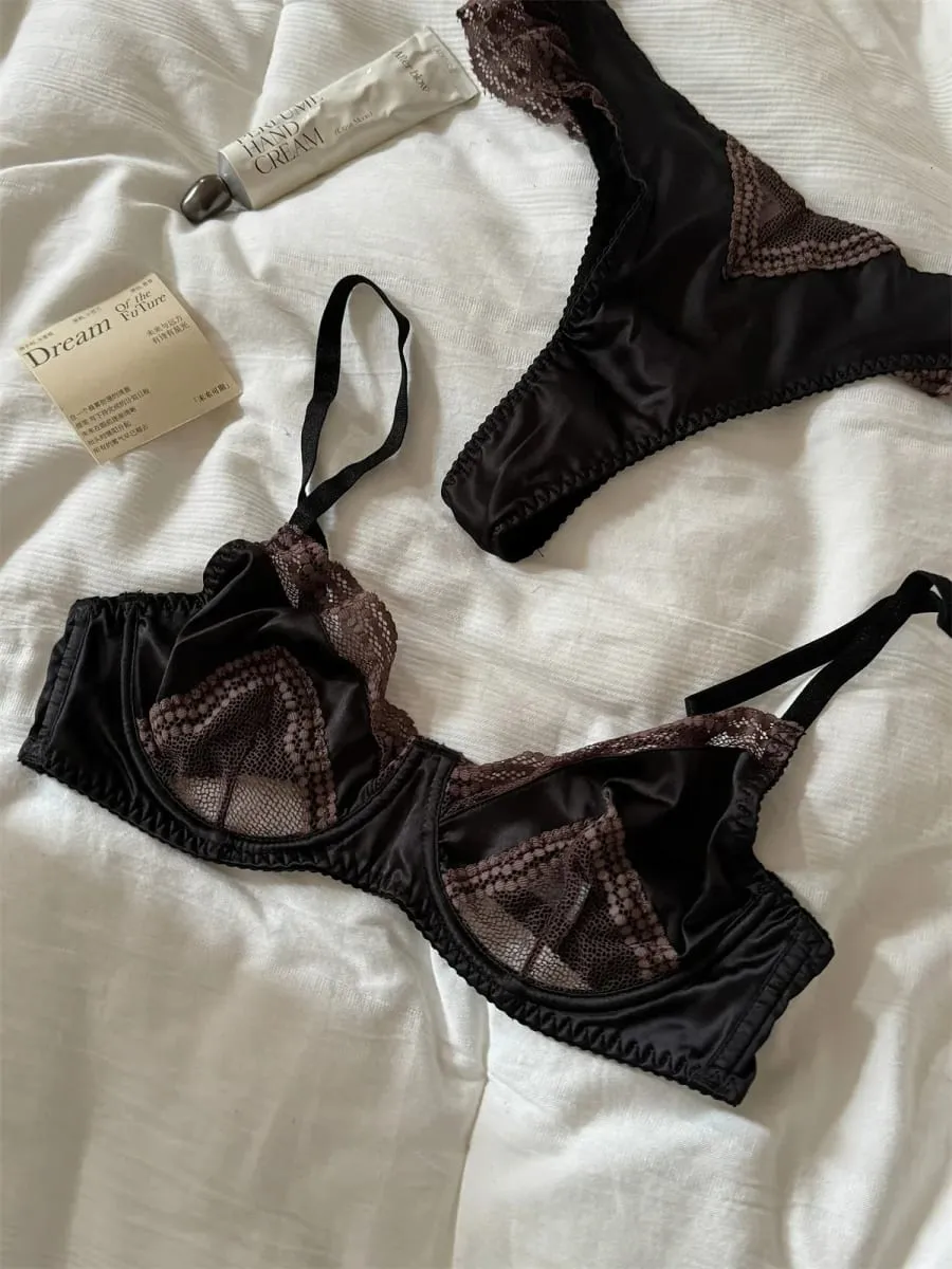 Sexy Lace Bralette & Panty Set - Comfortable Embroidery Underwear for Women Breathable Lingerie
