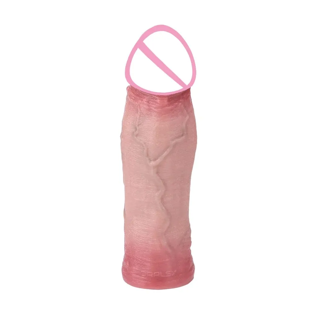 7.2in Realistic Penis Sleeve Reusable Penis Sleeve with Cock Ring Silicone Penis Enlarger Sleeve Male Adult Sex Toy for Men — image 6