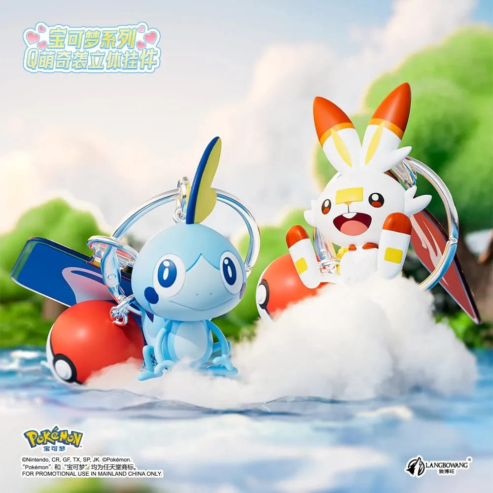 Genuine Pokemon Scorbunny Keychain Grookey Riolu Sobble Wobbuffet Cubone Anime Action Figure Toy Keyring Fragrance Pendant Gift — image 4