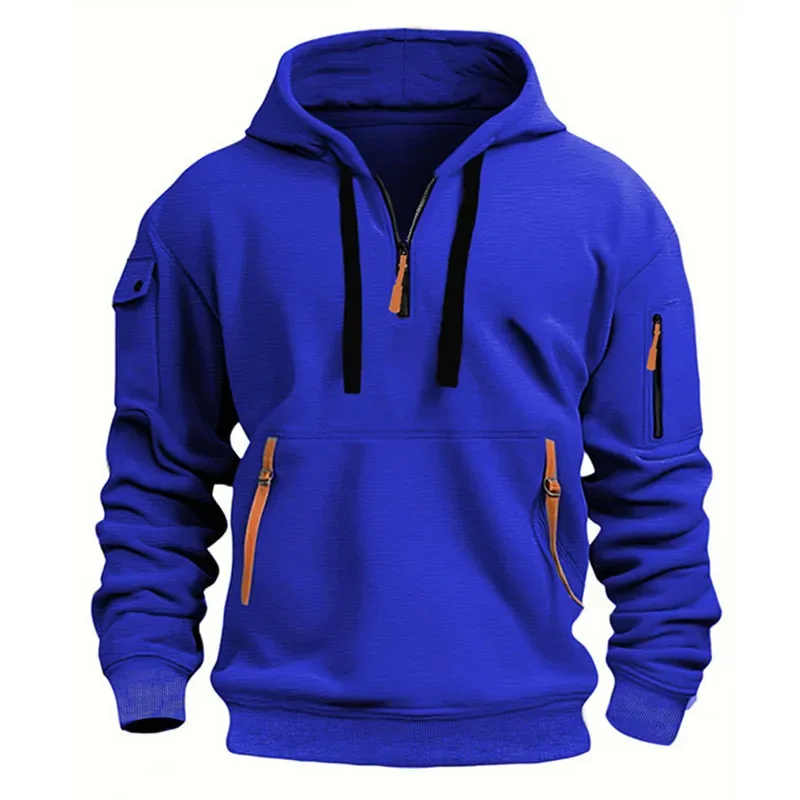 Men's Hoodie Multi Pocket Zipper Casual Sports Hoodie Men/Women Plus Size Loose Pullover Fashion Sweatshirt Long-Sleeve tops — image 8