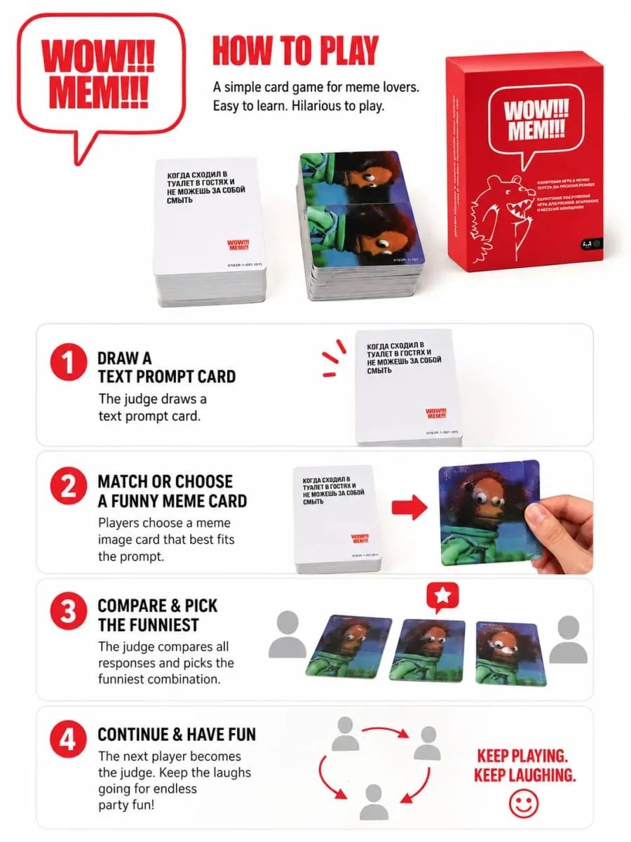 Russian Version Meme Card Game Funny Party Game with Meme Cards Social Deduction Board Game for Friends Family Entertainment — image 4
