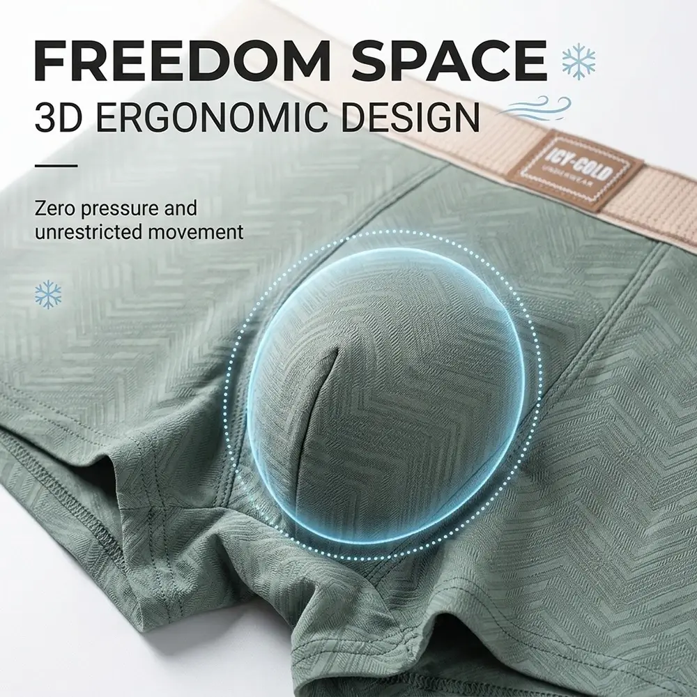 1/3PCS Summer Cooling Breathable Boxers Hombre Fashion Solid Wave Striped Ice Silk Men's Panties High Elastic Lingeries for Man
