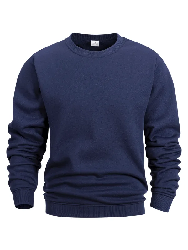 Men's Crew Neck Pullover Solid Color Large Sweatshirts Spring Autumn Outdoor Jogging Tops Men Casual Hoodies Streetwear — image 8