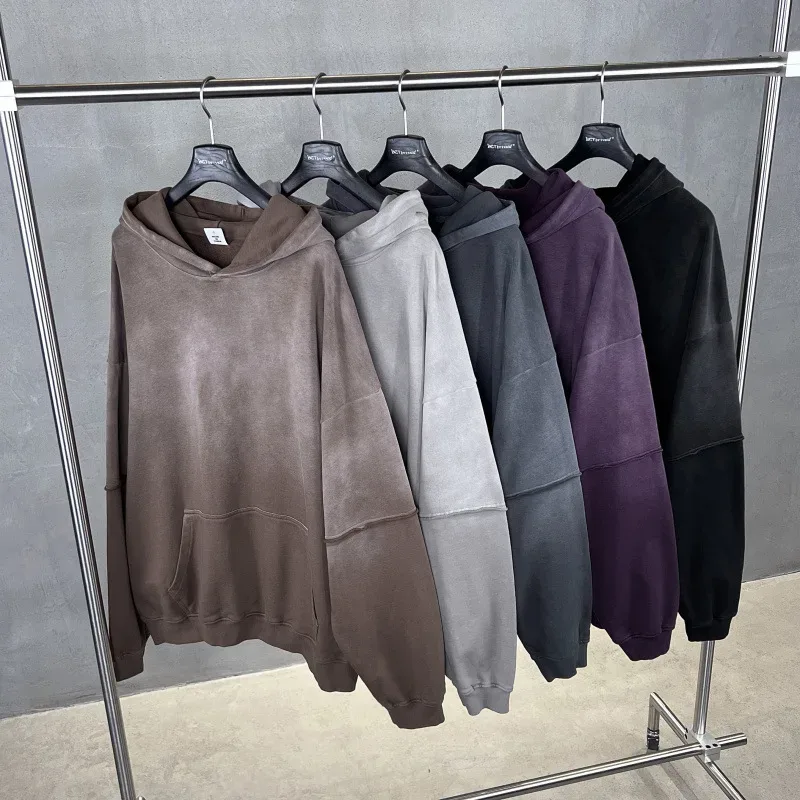New Autumn Winter Men 400gsm Hoodies Streetwears High Street Heavy Weight Washed Cotton Sweatshirts Brand Tracksuit — image 25