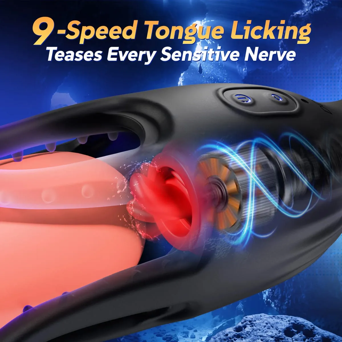 Tongue Licking Male Masturbator Double-Ended Penis Training Vibrator Blowjob Cock Glans Massager Adults Sex Toys for Men