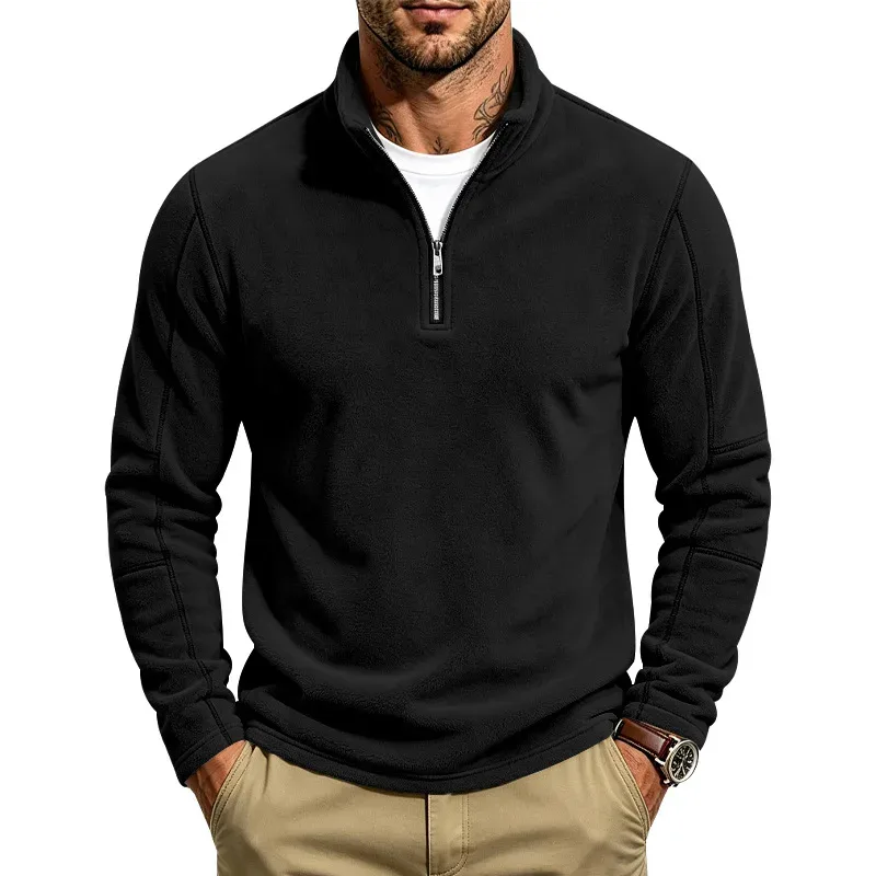 Men's Quarter Zip Polar Fleece Pullover Stand Collar Long Sleeve Casual Warm Sweatshirt For Autumn Winter Daily Commute Wear — image 13