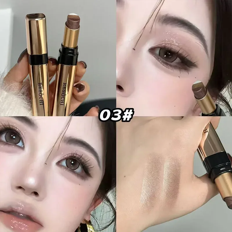 Three Color Gradient Pearlescent Eye Shadow Stick Water&Sweatproof Non-smudge Three Dimensional Natural Lazy Eye Shadow Pen