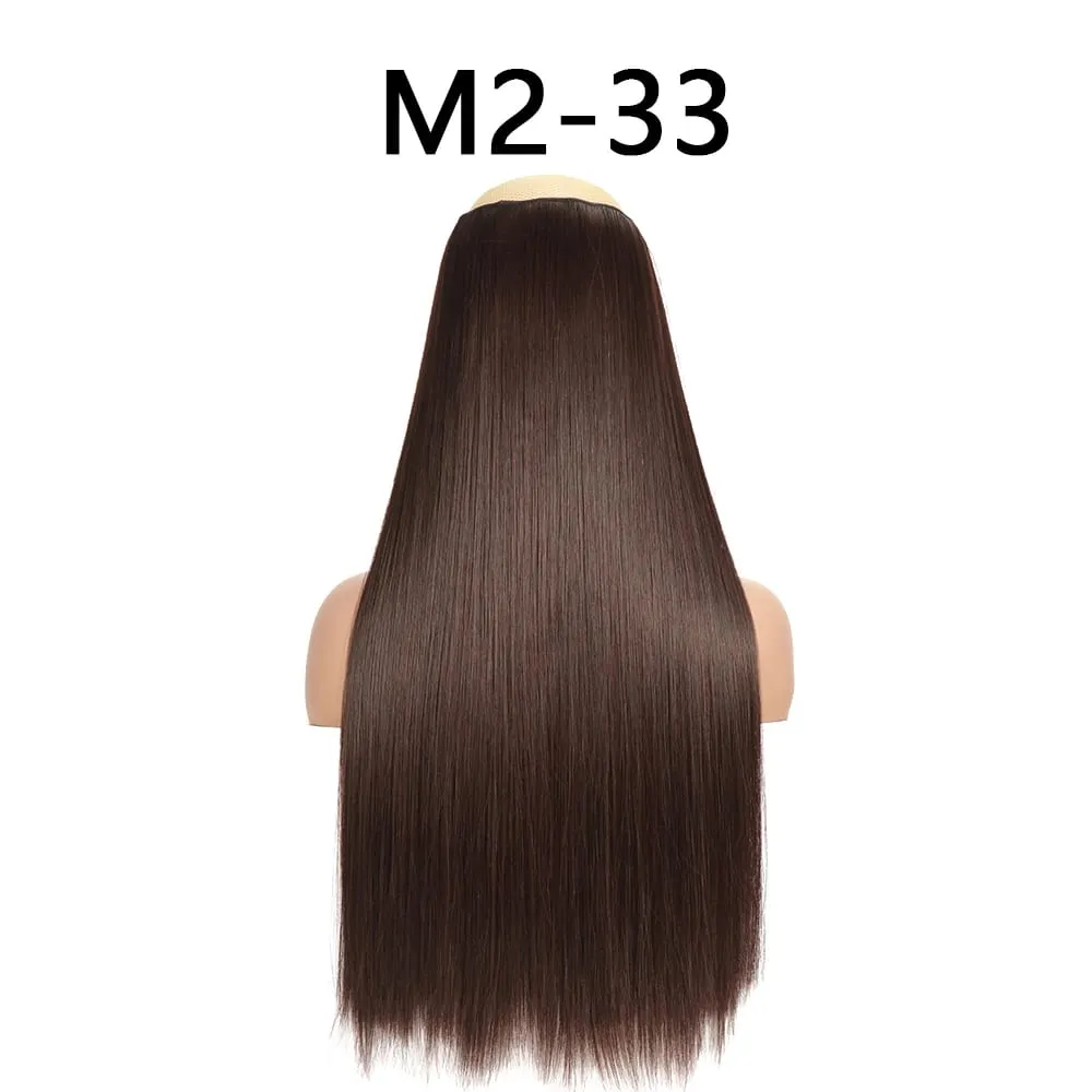 Synthetic 24Inch Hair Extensions OnePiece 5 Clips Long Straight Hairstyle Heat Resistant Fake Hairpiece For Women Natural Brow — image 23