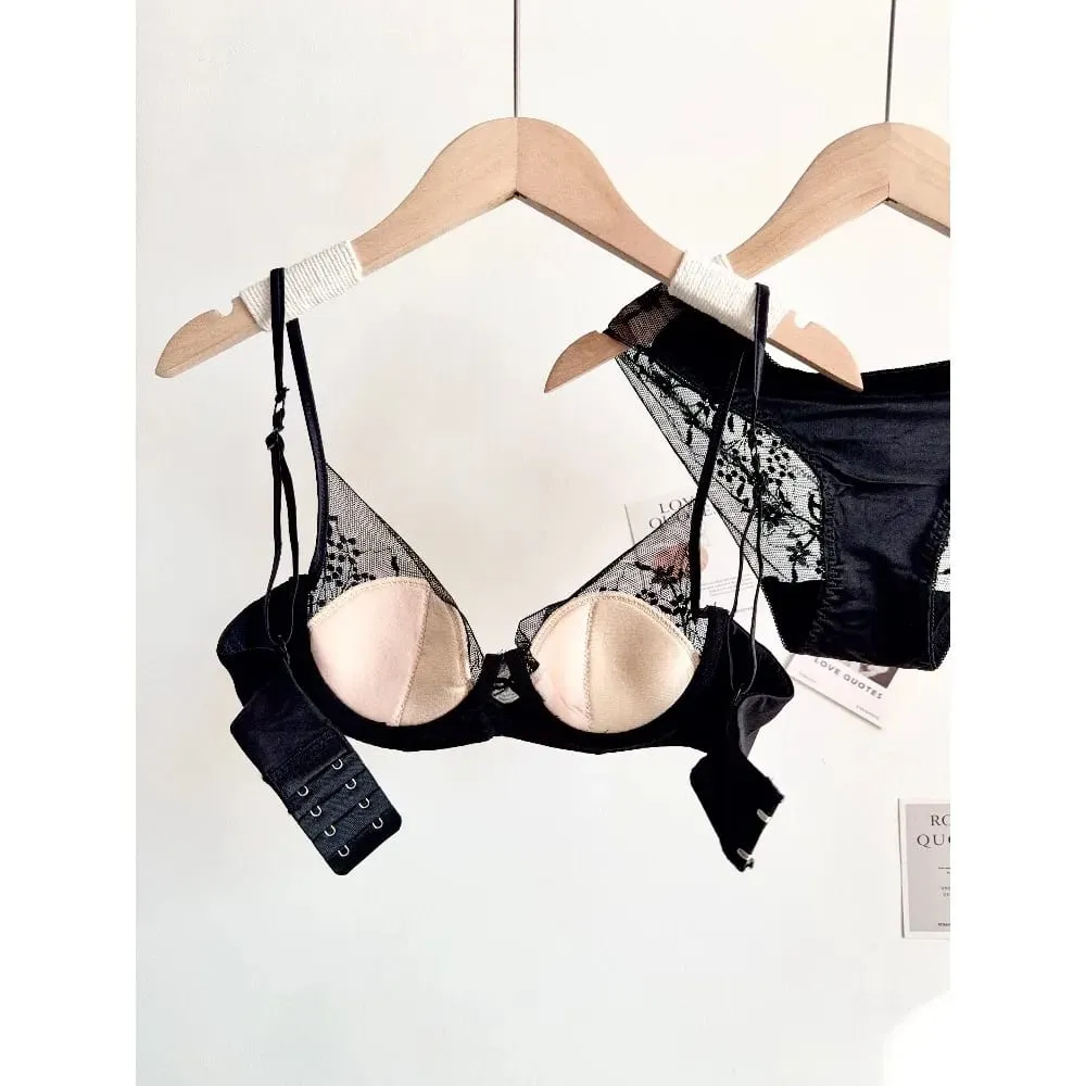 Women Lace Lingerie Set Soft Underwire Thin Cup Push‑Up Bra Panty Kit Comfort Intimates For Small Bust S-XL Daily Wear Underwear — image 5