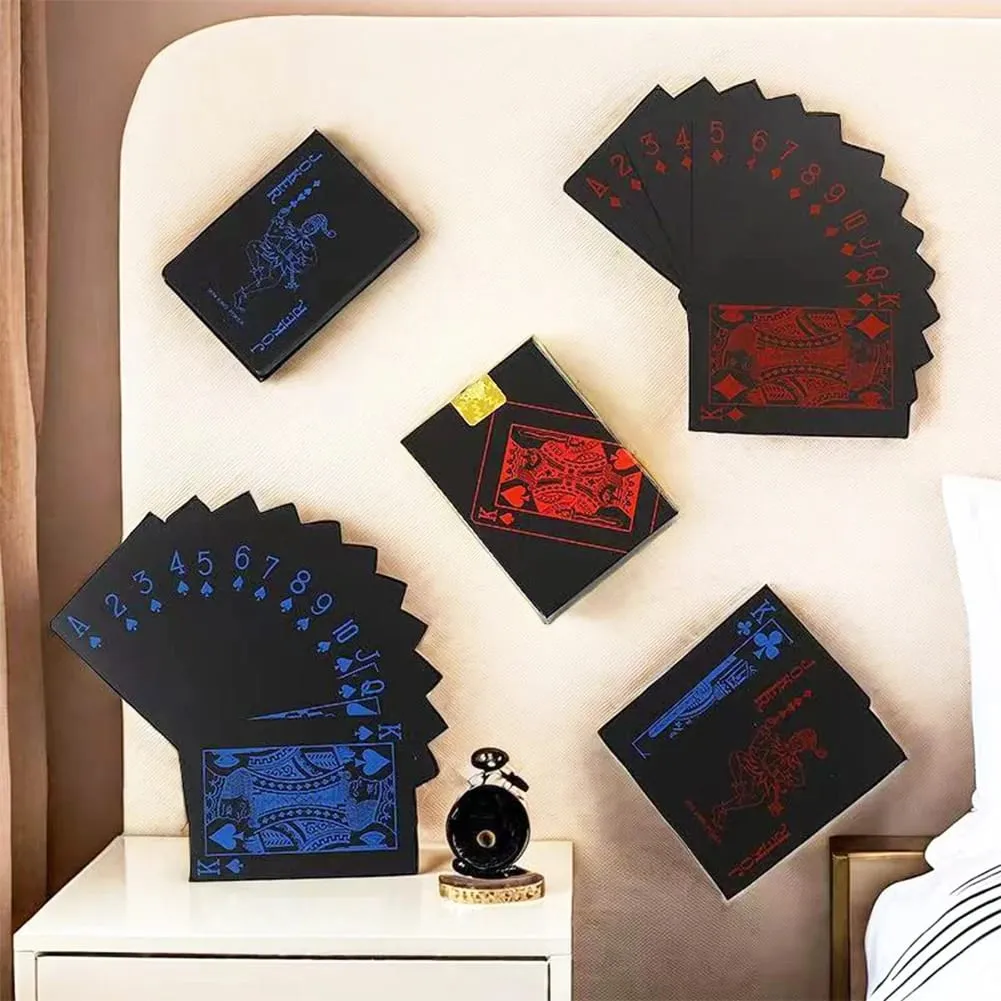 Playing Cards Game Poker Cards Board Child Kid Toy Waterproof Plastic PVC Black Blue Red Yellow Green Deck Card High-end Classy
