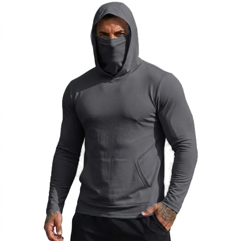 Mens Sun Protection Hooded Tee Quick Dry Long Sleeve Sweatshirt Lightweight Performance Top for Hiking Outdoor Sun Wear Tops — image 10