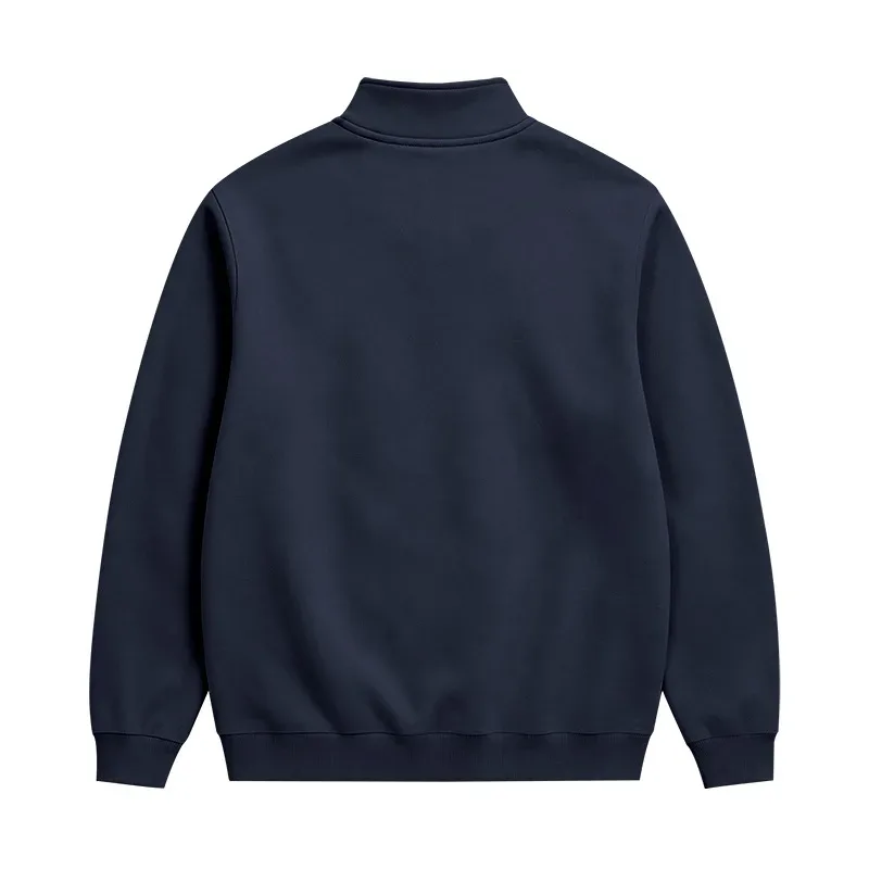 Men 2026 Autumn Winter Hot Item Fleece Lined Stand Collar Loose Vintage Sweatshirt Casual Commuter Fashion Male Daily Outerwear