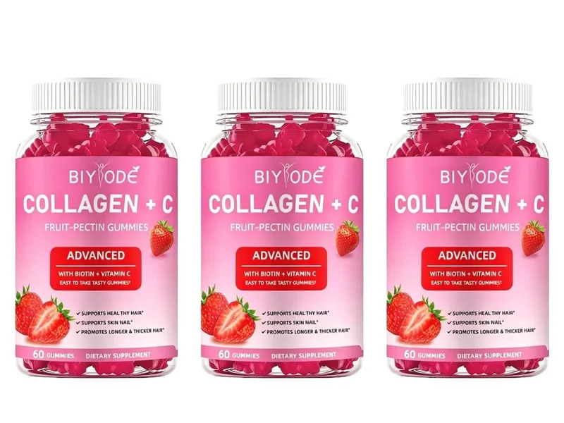 Collagen + C Fruit-Pectin Gummies with Vitamin C Natural Antioxidant Supports Healthy Hair and Skin & Nails 60 Gummies