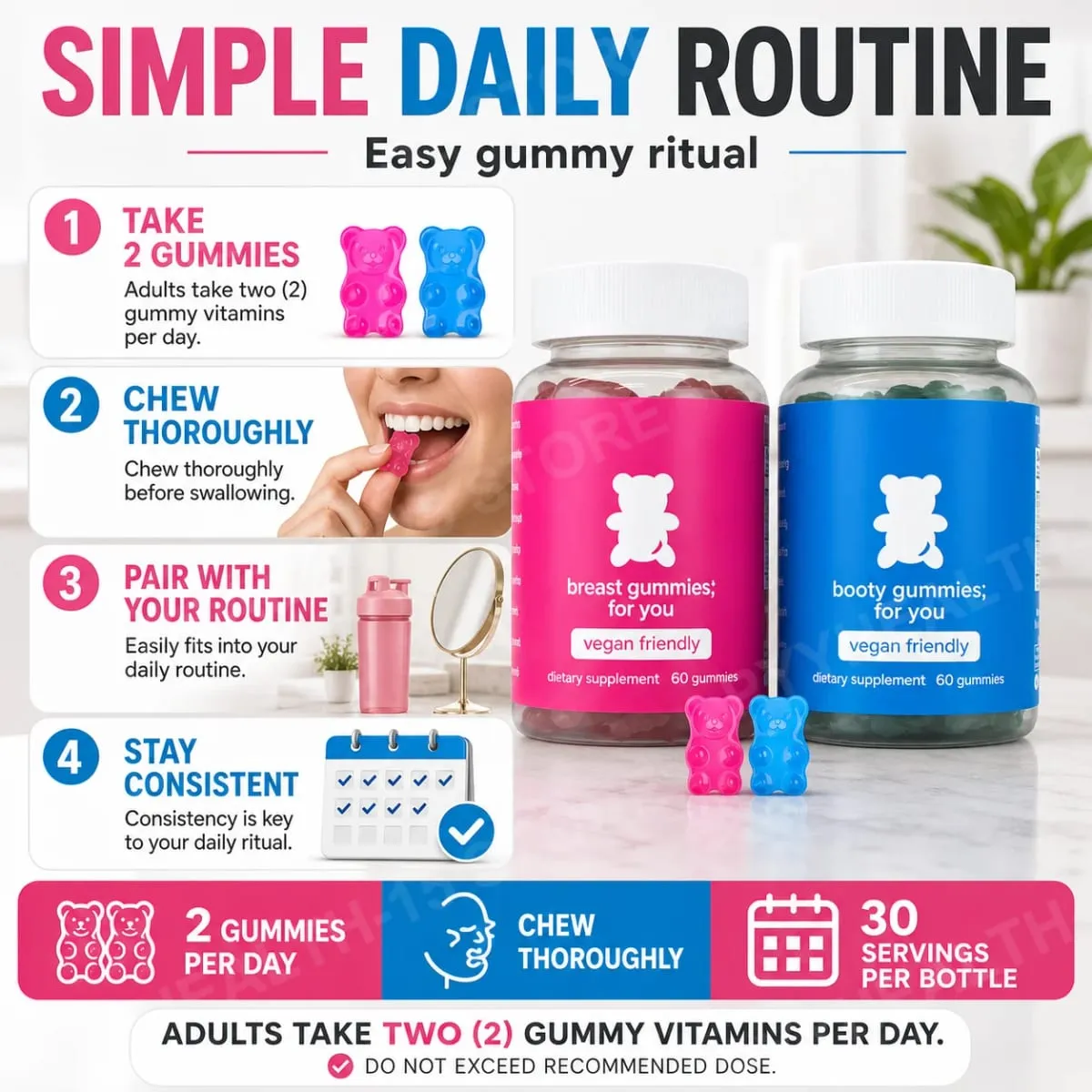 Top&Peach Support Combo Pack Multivitamin Gummies for Women Includes Herbal Extracts & Essential Vitamins Gluten Free 60 Count — image 4