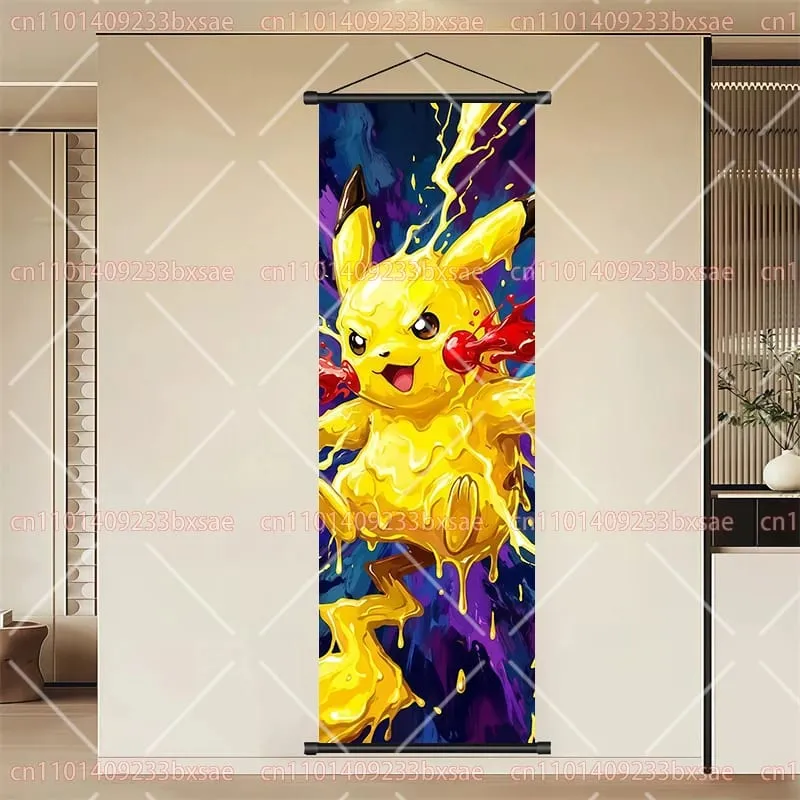 Pokémon Anime HD Scroll Painting Eevee Pikachu Suicune Charizard Mewtwo Background Wall Art Decoration Poster Children's Gift
