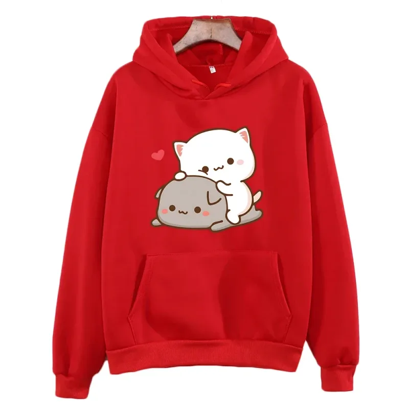 Mochi Peach And Goma Cute Cat Hoodie Sweatshirt for Girls Fashion Kawaii Cartoon Pullovers Women_Men Environmental protection — image 10