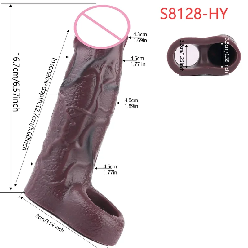 Close Head Realistic Penis Sleeve Sex Toys for Men Delay Ejaculation Dick Extender For Couples Sex Pleasure Sexshop