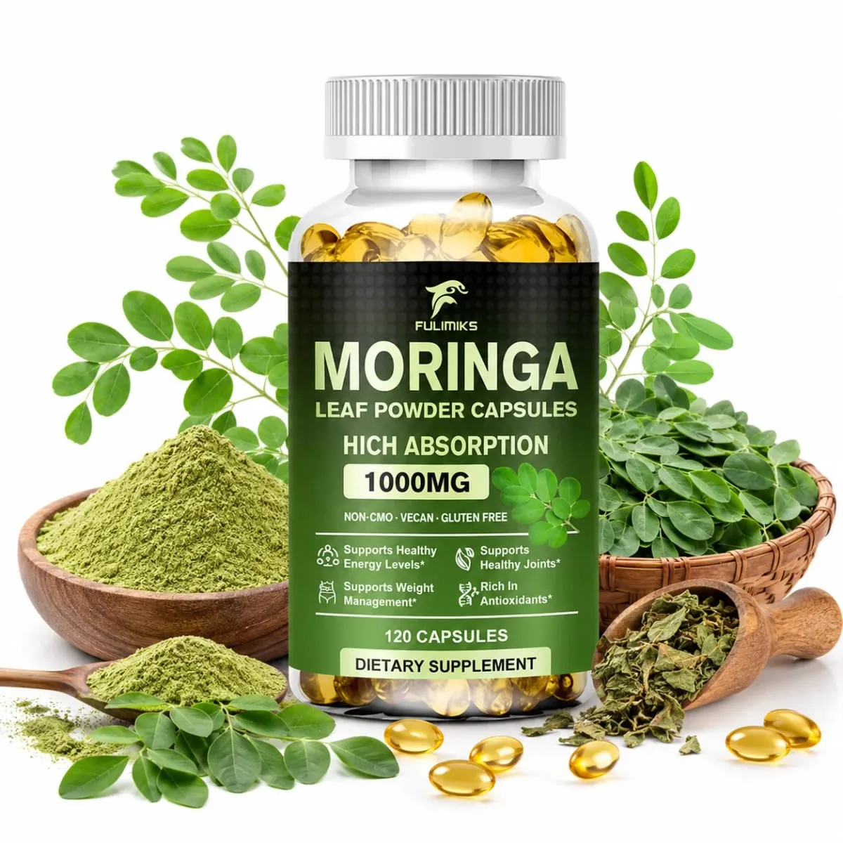 High Absorption Moringa Oleifera 1000mg Capsules Supports Immune Metabolism Skin Care & Healthy Weight Management — image 2