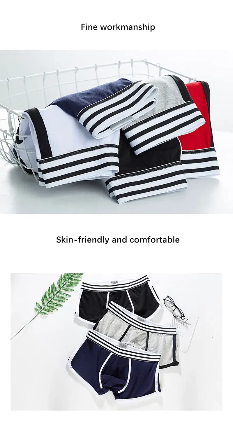 Lelaki Seluar Dalam Lembut Batang Kapas Seluar Dalam Berkualiti Tinggi U Convex Pouch Seluar Dalam Cueca Pinggang Tengah Bernafas Seluar Boxer Homme