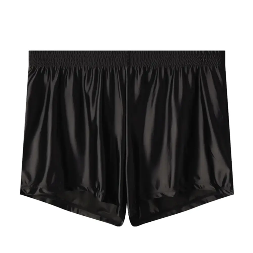 1pc hommes glace soie lisse solide Boxer Shorts culottes L-3XL grande taille vêtements de nuit amples sous-vêtements troncs sans couture confortable vêtements de nuit