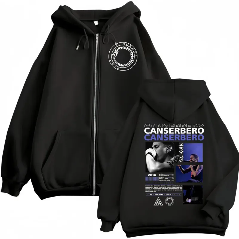 Canserbero Allt vi behöver är kärlek Muerte Vida Merch Zipper Hoodie Herrmode Hip Hop Zip Up Sweatshirts Casual Fleece Pullovers — image 12