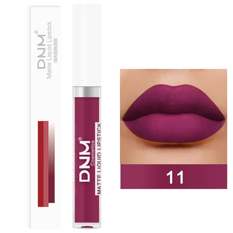 DNM 19 Färg Matt sammet flytande läppstift Vattenfast Håller Ej lätt att bleka Lipgloss Makeup Lila Röd Nude Lip Tint Kosmetika