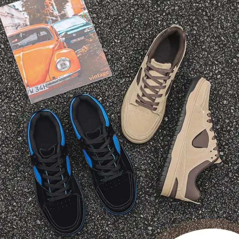 Men Sneakers Spring Summer Plus Size Casual Board Shoes Suede Texture Color Block Flat Sole Retro Streetwear — image 6