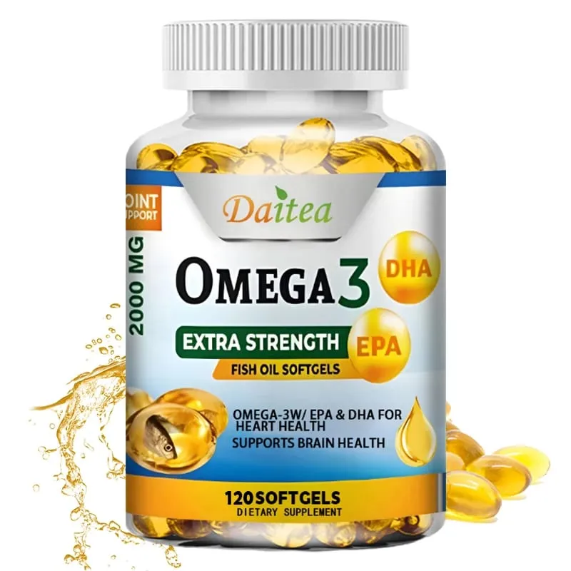 Daitea Omega-3-Fischöl – EPA und DHA 2000 mg – 60/120 Kapseln – allgemeine Gesundheit und Immununterstützung, gentechnikfrei, glutenfrei — image 1