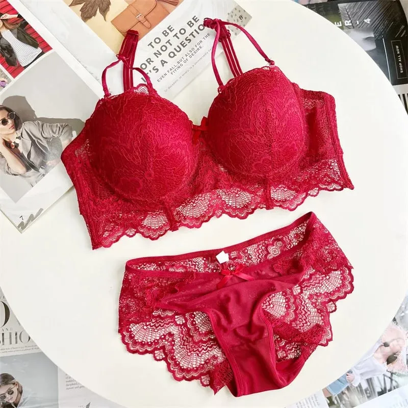 Plus Size Womens Lace Bra and Panty Set Push Up Supportive Full Coverage Side Smoothing Lingerie Underwear for Curvy Women Daily — image 2