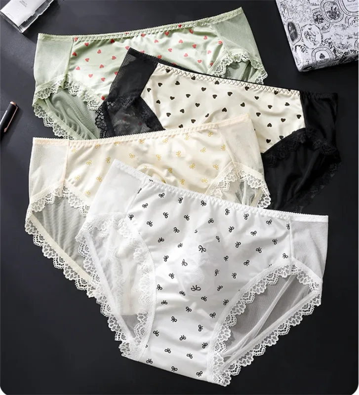 Soft men's underwear bow print lace calzoncillos hombre 3D space adults 18 plus size cueca nude feeling sissy cuecas masculino — image 3