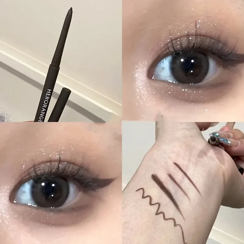Ultra-fine Gel Eyeliner Pencil Black Brown Under Eye Liner Pen Waterproof Matte Lying Silkworm Quick Drying Lasting Eyes Makeup