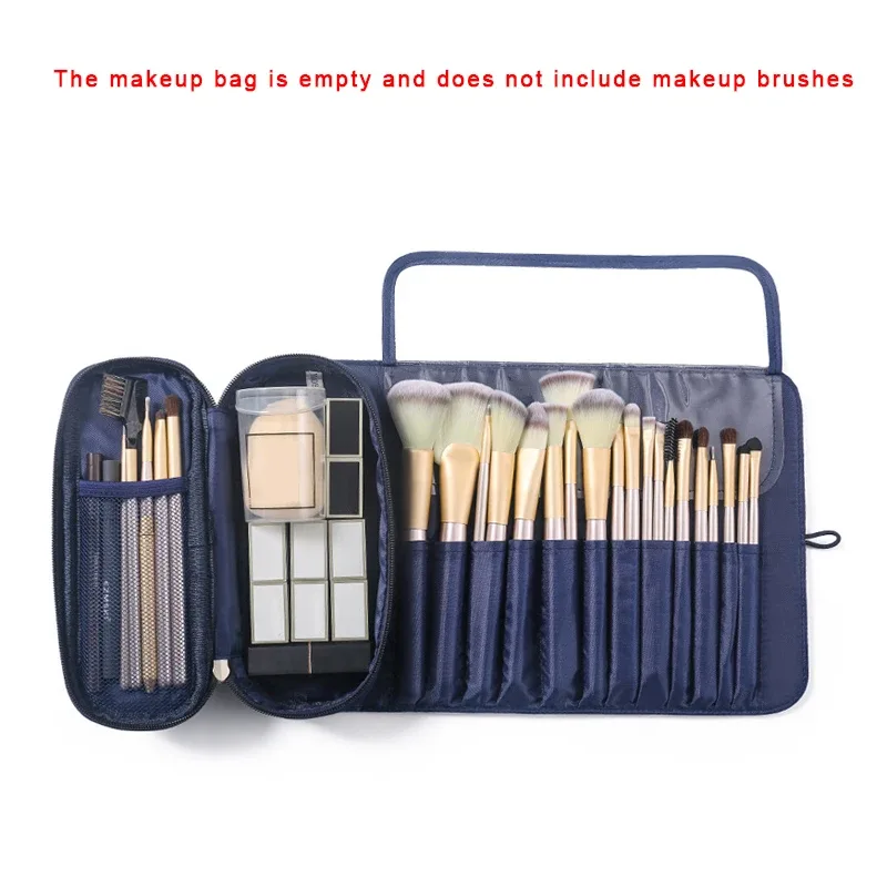 Sac de maquillage pour femmes, sac à pinceaux cosmétiques, organisateur de voyage, pinceaux de maquillage, outils pliables, sacs à roulettes, étui de maquillage en Nylon imperméable — image 8
