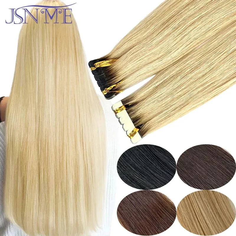 Mini Tape In Hair Extensions Seamless Invisible SKin Weft 100% Remy Human Hair Black Brown Blonde For Salon For Women — image 2