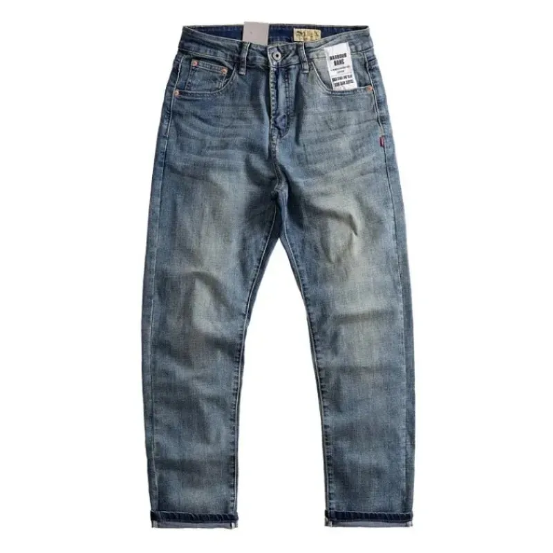 2025Heavy Duty Washed and Scraped Denim Men's Trendy High-end Embroidered Printed Loose Tapered Straight Leg Jeans — image 11