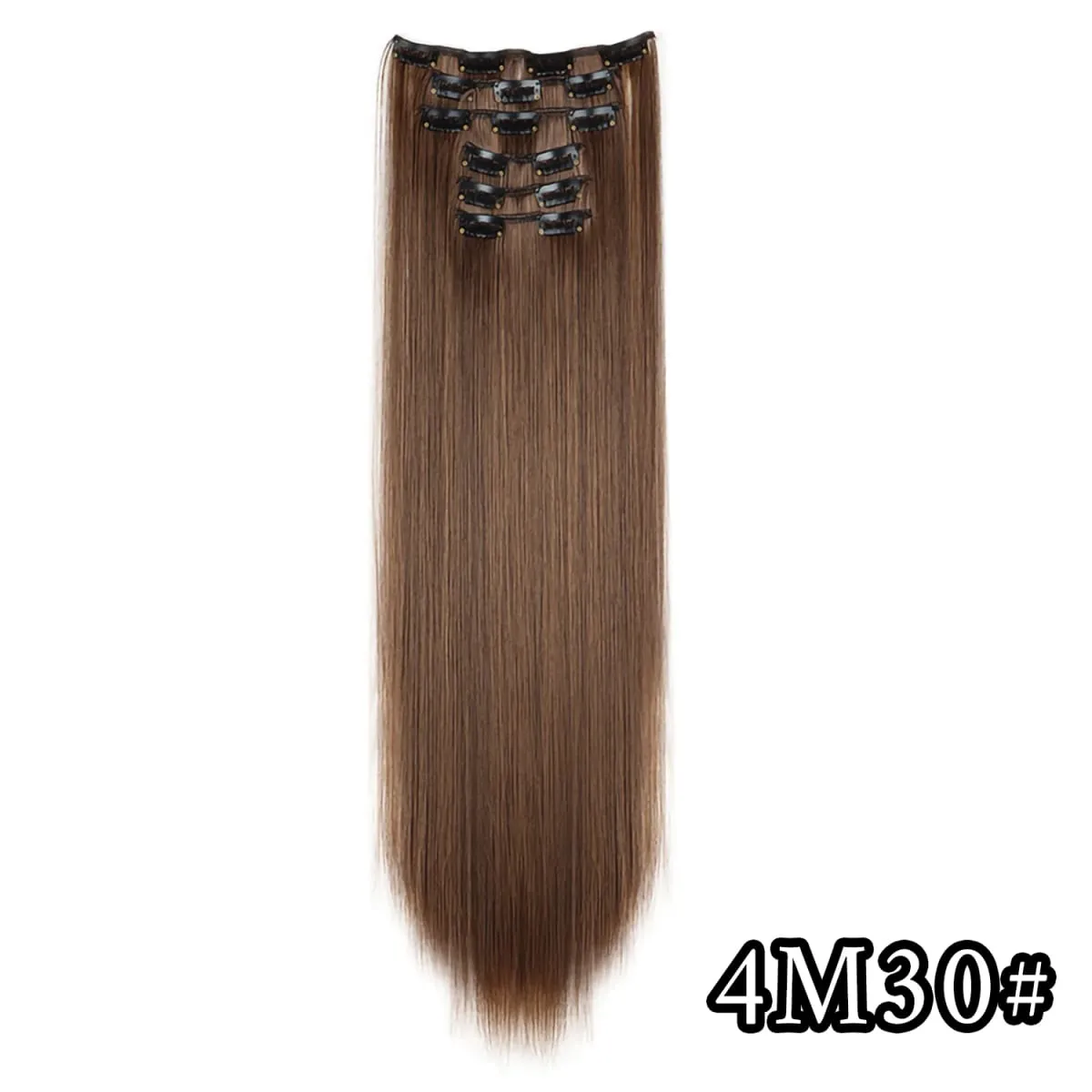 24 Inch Synthetic Clip in Hair Extensions Long Straight Heat Resistant Fiber Hairpiece for Party Cosplay Daily Wear Blonde Black