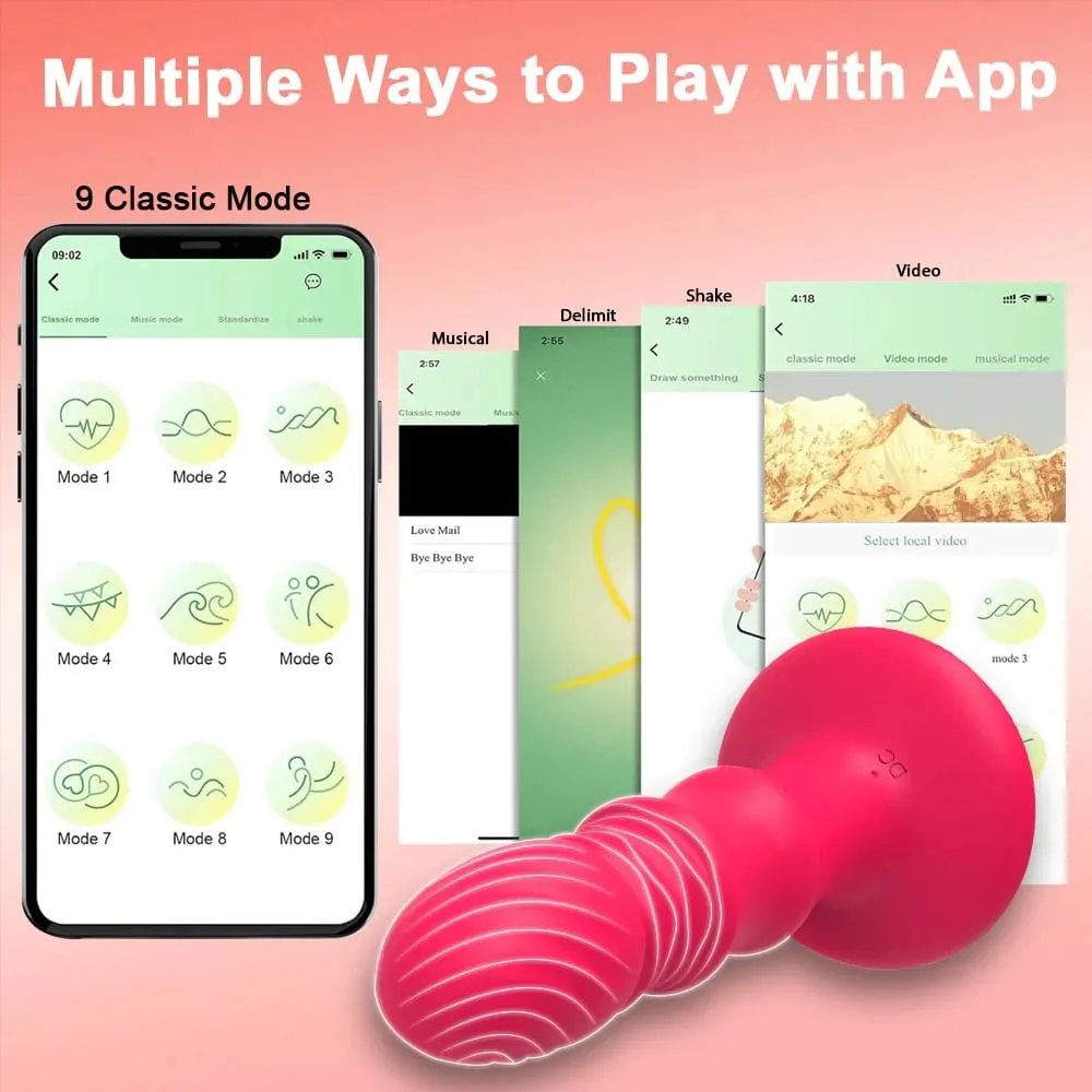Unisex Anal Stopper Vibration Massagers APP Remote Control Telescopic Vibration Buttocks Stoppers with Suction Cups Adult Toys