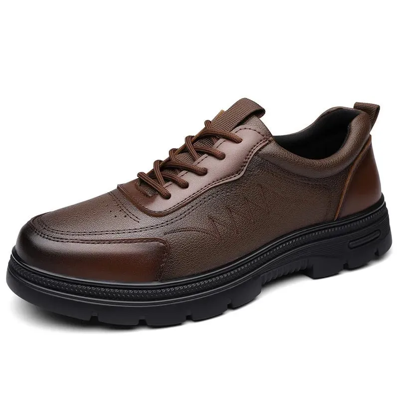 Spring Autumn New Business Leather Shoes for Men Lace Designer Fashion Casual Platform Shoes Male Solid Color Elegant Shoe Man — image 6
