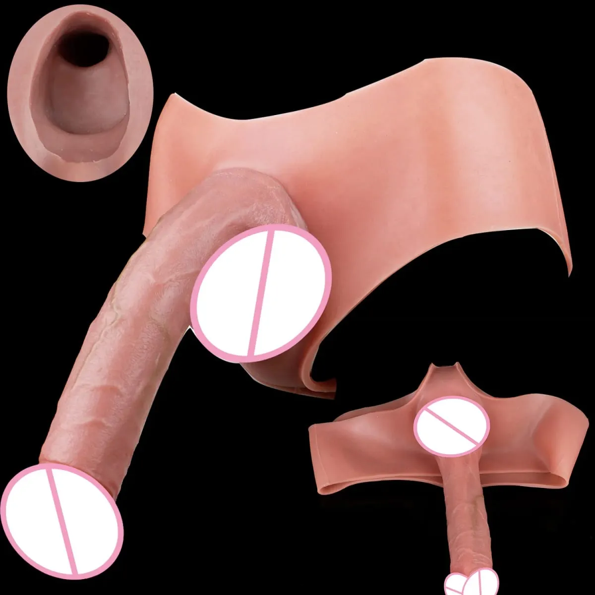 Male Strap-On Long Hollow Dildo Ultra Realistic Penis Extend Sleeve Pants насадка на член Male Cock Cover Sex Toys — image 1
