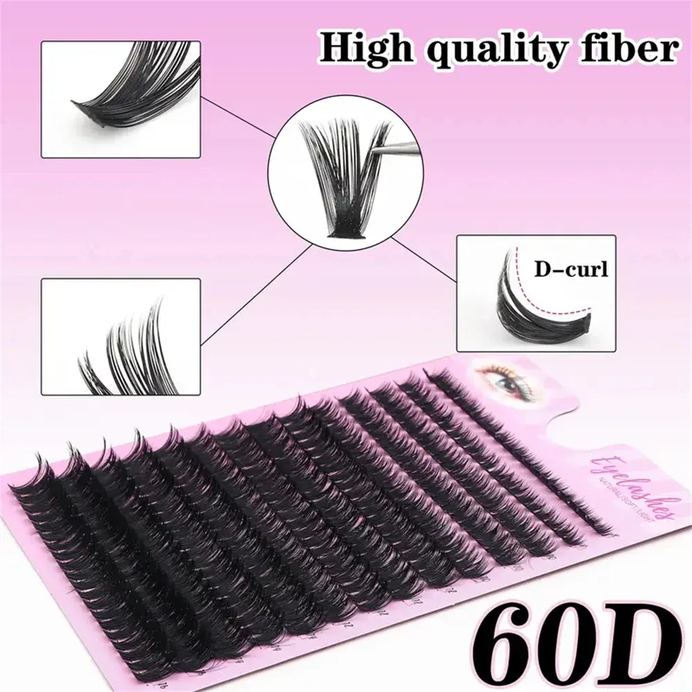 80D Faux Mink Cluster Lashes D Curl Volume Individual Lash Clusters Soft Segmented False Eyelashes DIY Natural Eye Makeup Tool
