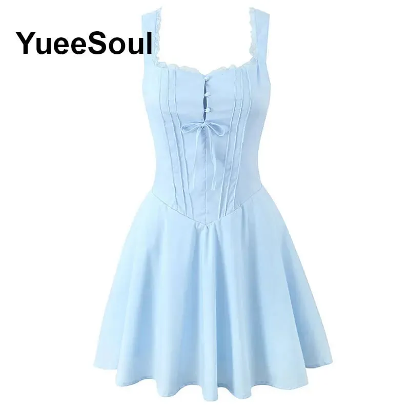 Blue Printed Mini Dress 2026 Summer New Elegant Party Birthday Evening Dresses Y2K Sweet Cute High Street Casual Women Dress — image 4